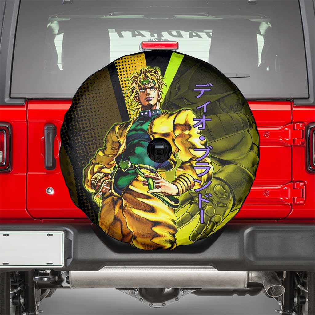 Dio Brando JoJo’s Bizarre Adventure Spare Tire Cover with The World Stand and Comic Graphic - The Mazicc