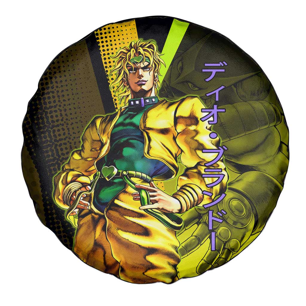 Dio Brando JoJo’s Bizarre Adventure Spare Tire Cover with The World Stand and Comic Graphic - The Mazicc