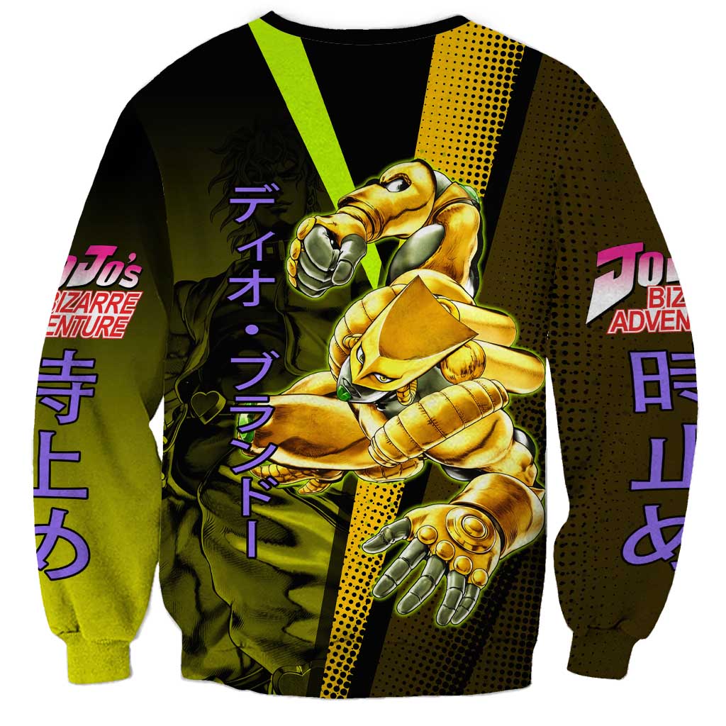 Dio Brando JoJo’s Bizarre Adventure Sweatshirt with The World Stand and Comic Graphic - The Mazicc