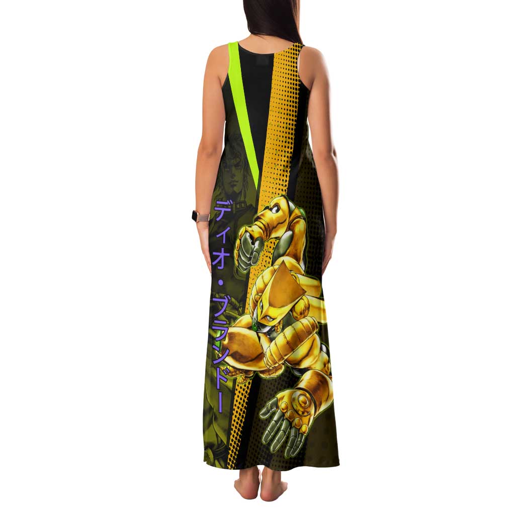 Dio Brando JoJo’s Bizarre Adventure Tank Maxi Dress with The World Stand and Comic Graphic - The Mazicc