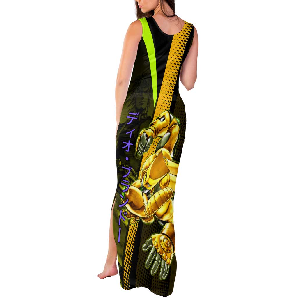 Dio Brando JoJo’s Bizarre Adventure Tank Maxi Dress with The World Stand and Comic Graphic - The Mazicc