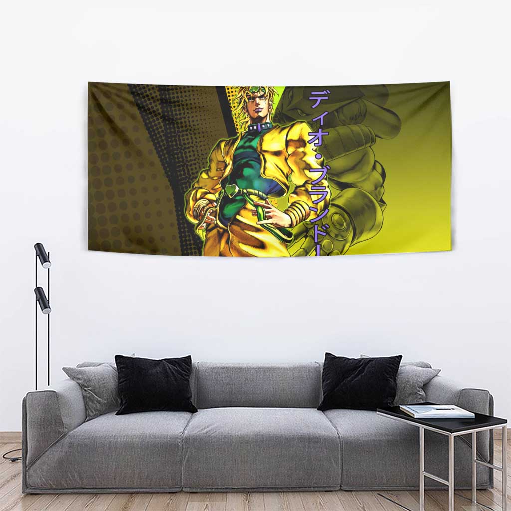 Dio Brando JoJo’s Bizarre Adventure Tapestry with The World Stand and Comic Graphic - The Mazicc