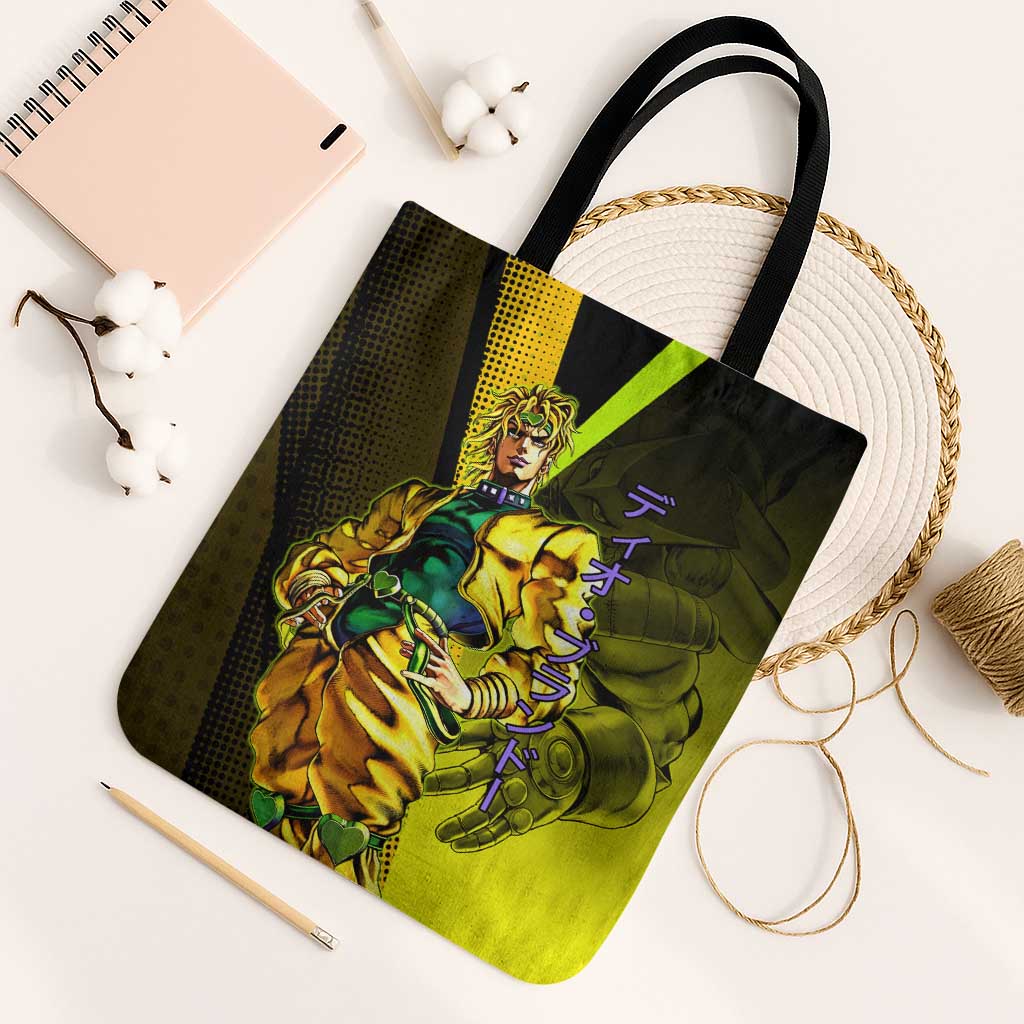 Dio Brando JoJo’s Bizarre Adventure Tote Bag with The World Stand and Comic Graphic - The Mazicc