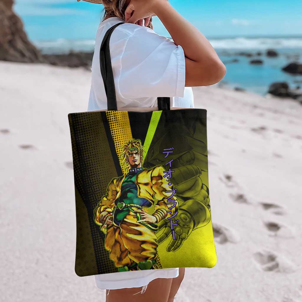Dio Brando JoJo’s Bizarre Adventure Tote Bag with The World Stand and Comic Graphic - The Mazicc