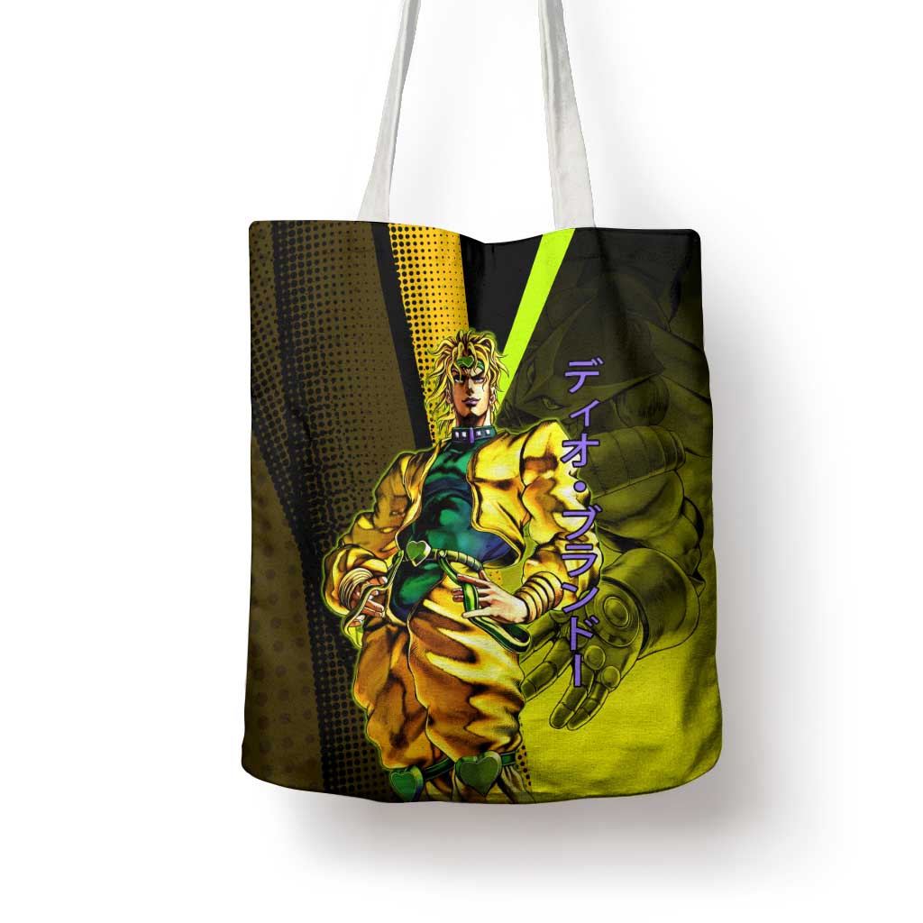 Dio Brando JoJo’s Bizarre Adventure Tote Bag with The World Stand and Comic Graphic - The Mazicc