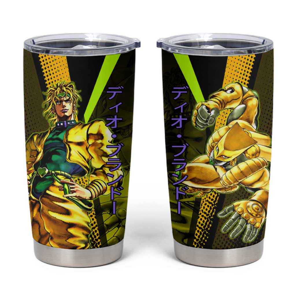 Dio Brando JoJo’s Bizarre Adventure Tumbler Cup with The World Stand and Comic Graphic - The Mazicc