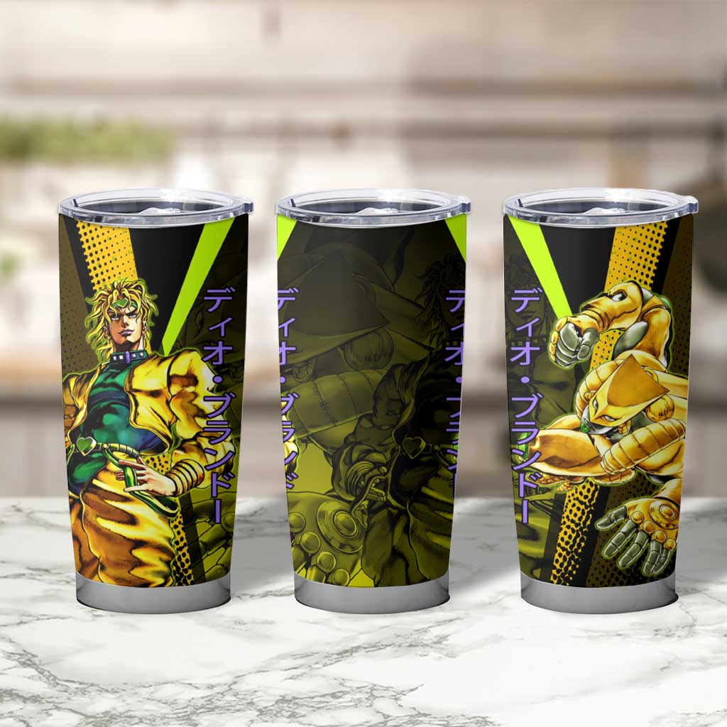 Dio Brando JoJo’s Bizarre Adventure Tumbler Cup with The World Stand and Comic Graphic - The Mazicc