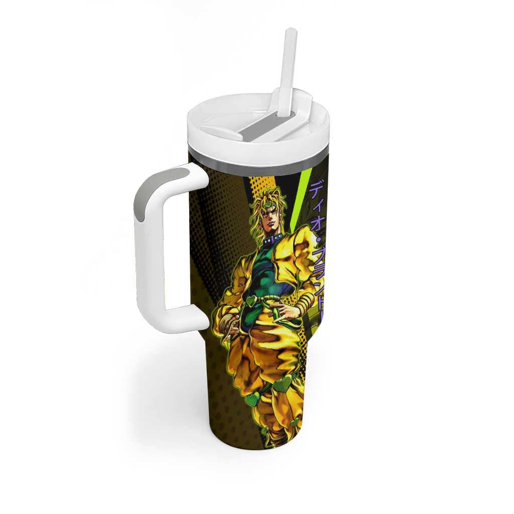 Dio Brando JoJo’s Bizarre Adventure Tumbler With Handle with The World Stand and Comic Graphic - The Mazicc