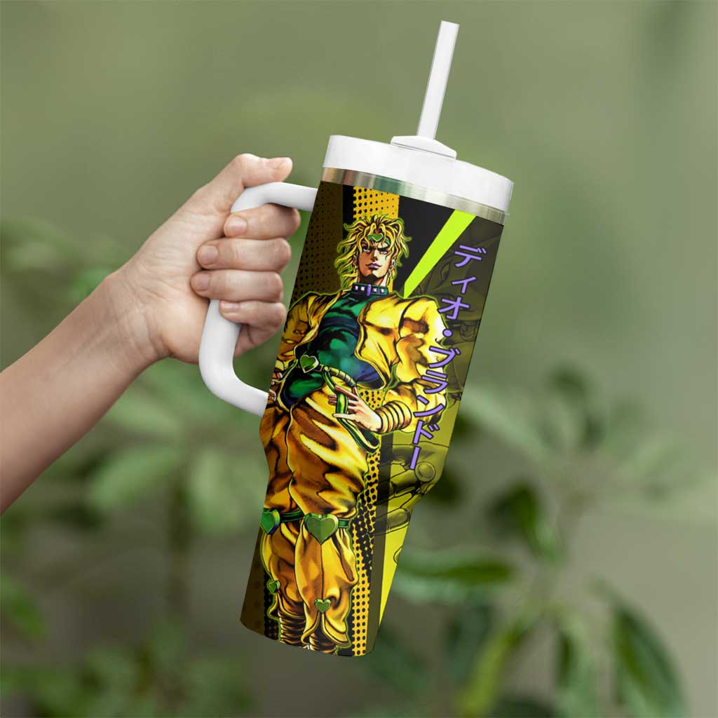 Dio Brando JoJo’s Bizarre Adventure Tumbler With Handle with The World Stand and Comic Graphic - The Mazicc