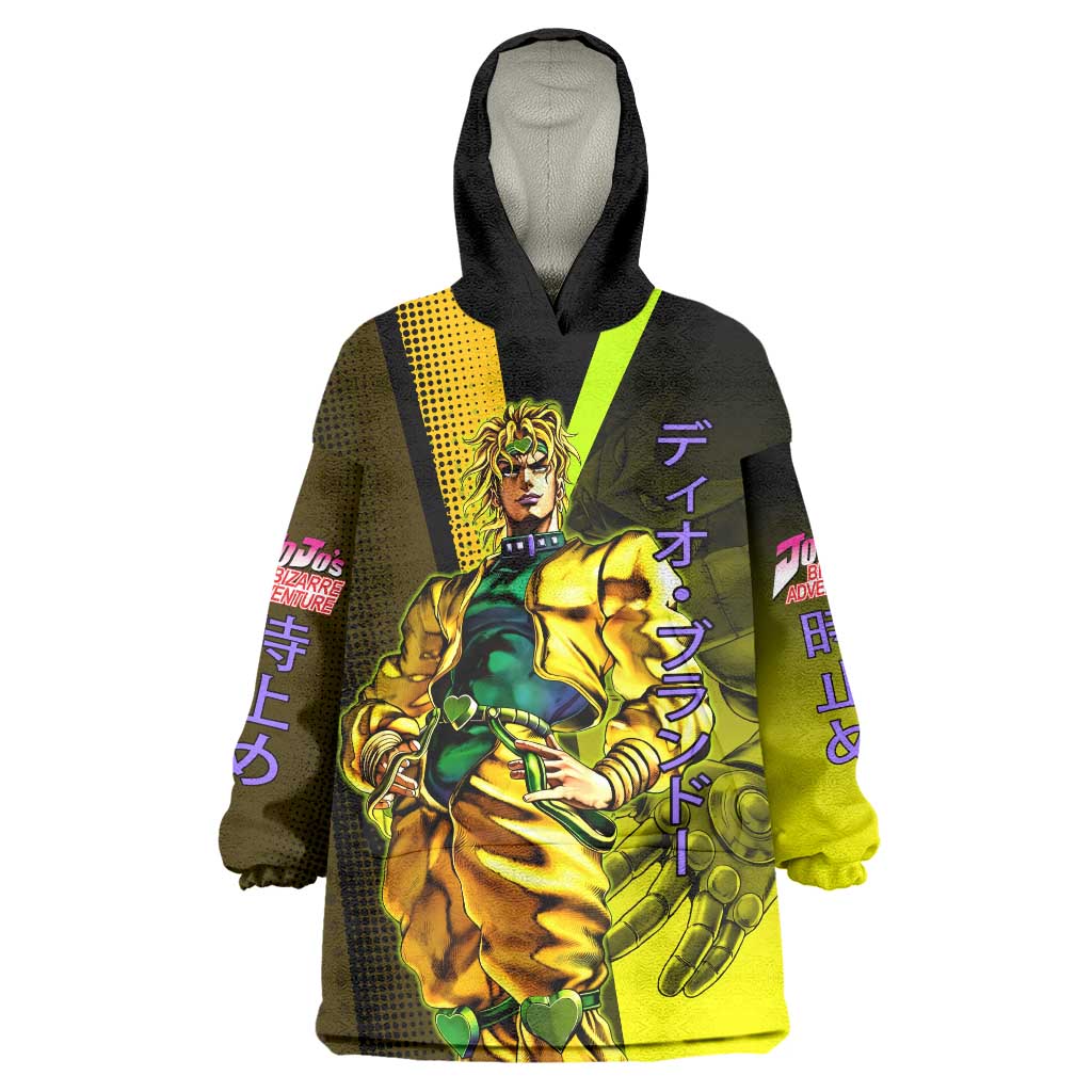 Dio Brando JoJo’s Bizarre Adventure Wearable Blanket Hoodie with The World Stand and Comic Graphic - The Mazicc