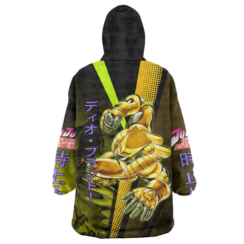 Dio Brando JoJo’s Bizarre Adventure Wearable Blanket Hoodie with The World Stand and Comic Graphic - The Mazicc