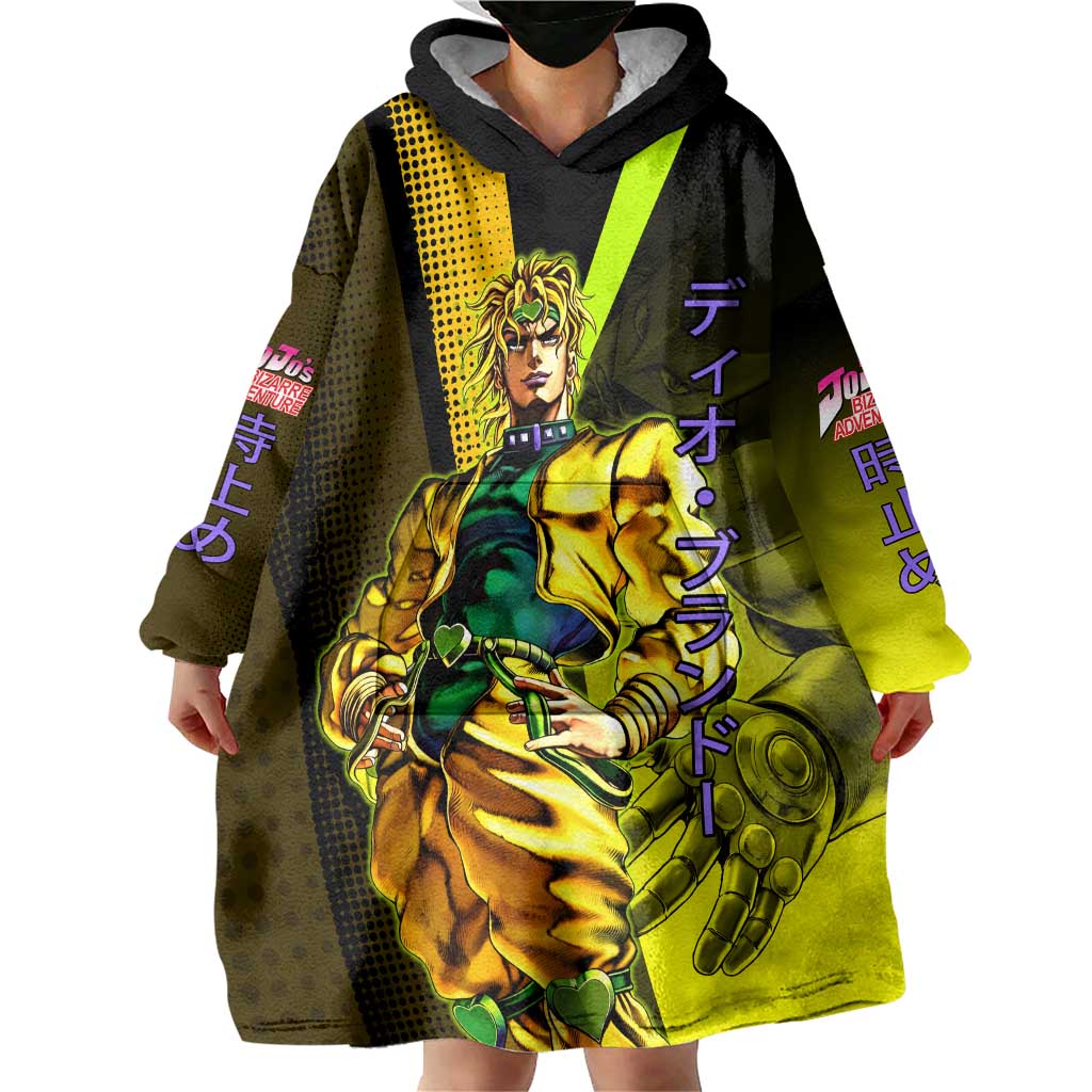Dio Brando JoJo’s Bizarre Adventure Wearable Blanket Hoodie with The World Stand and Comic Graphic - The Mazicc
