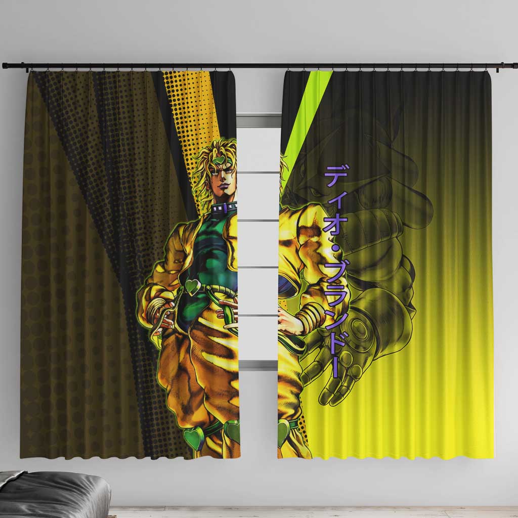 Dio Brando JoJo’s Bizarre Adventure Window Curtain with The World Stand and Comic Graphic - The Mazicc