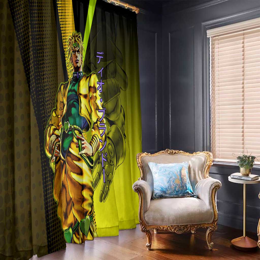 Dio Brando JoJo’s Bizarre Adventure Window Curtain with The World Stand and Comic Graphic - The Mazicc