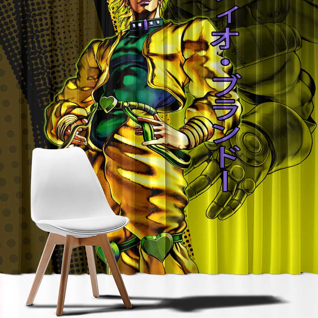 Dio Brando JoJo’s Bizarre Adventure Window Curtain with The World Stand and Comic Graphic - The Mazicc