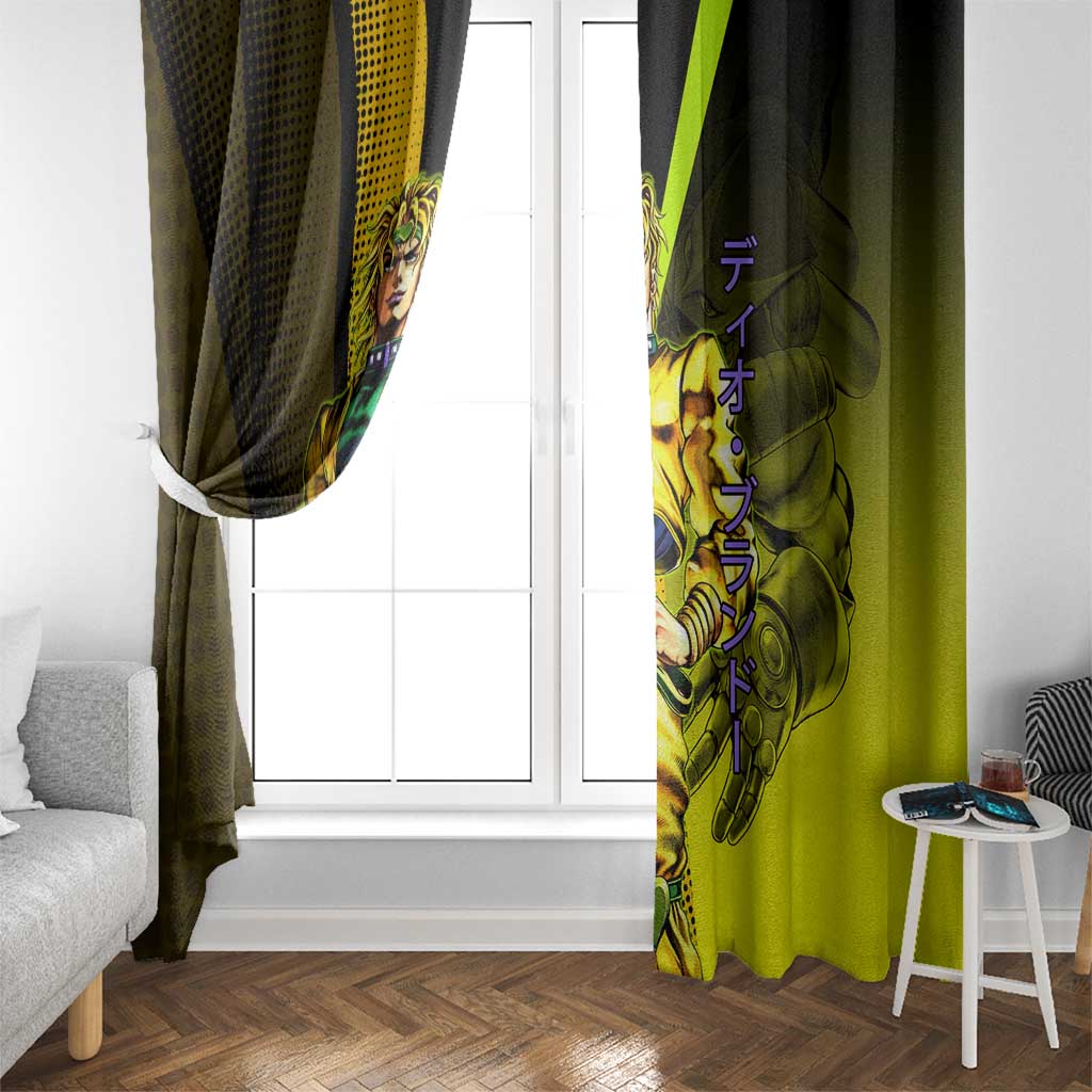 Dio Brando JoJo’s Bizarre Adventure Window Curtain with The World Stand and Comic Graphic - The Mazicc
