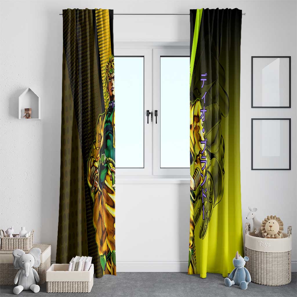 Dio Brando JoJo’s Bizarre Adventure Window Curtain with The World Stand and Comic Graphic - The Mazicc