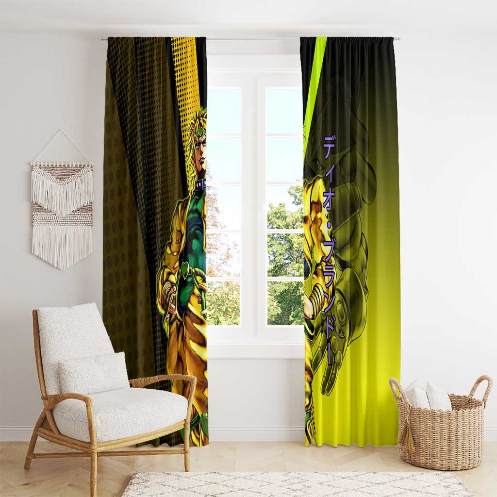 Dio Brando JoJo’s Bizarre Adventure Window Curtain with The World Stand and Comic Graphic - The Mazicc