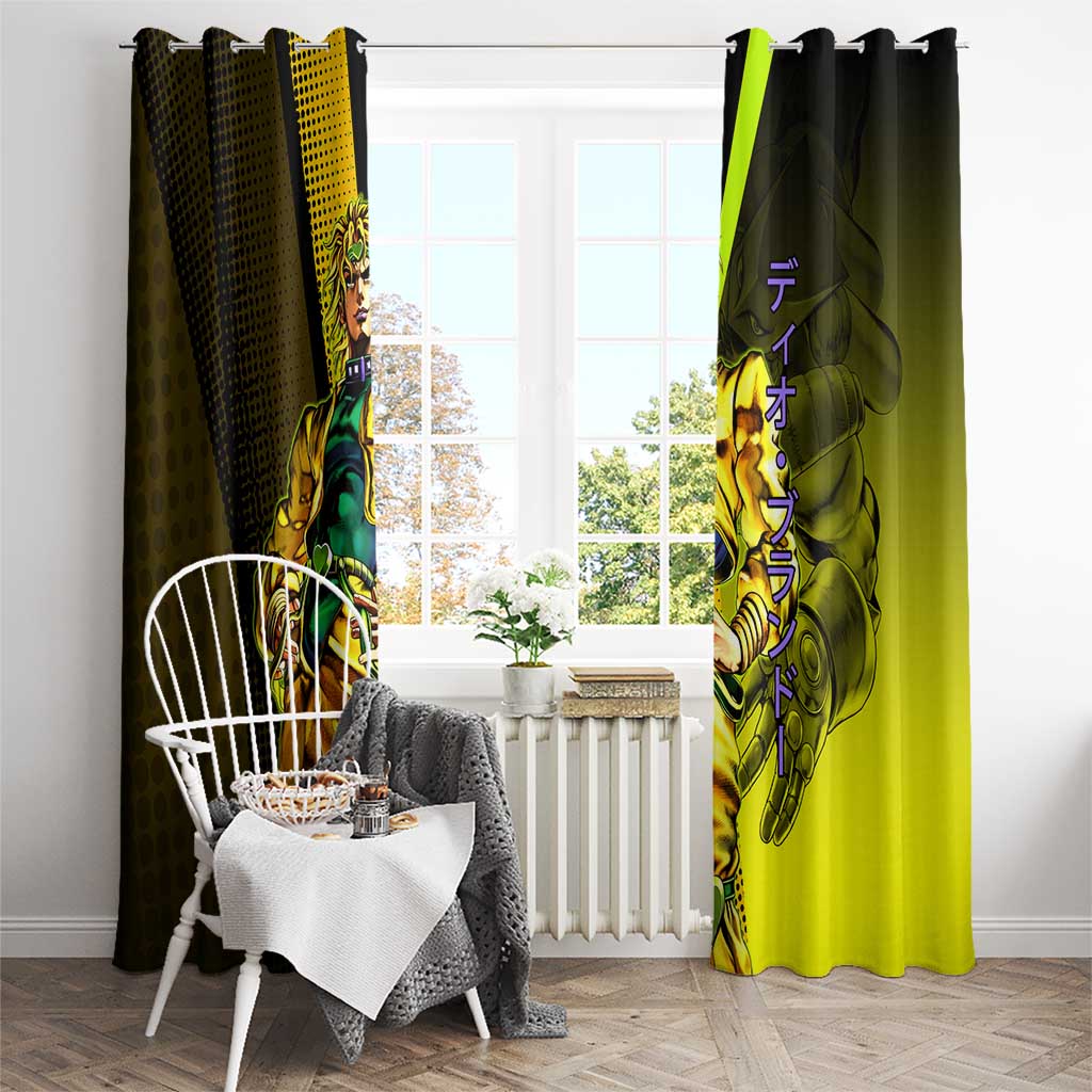 Dio Brando JoJo’s Bizarre Adventure Window Curtain with The World Stand and Comic Graphic - The Mazicc