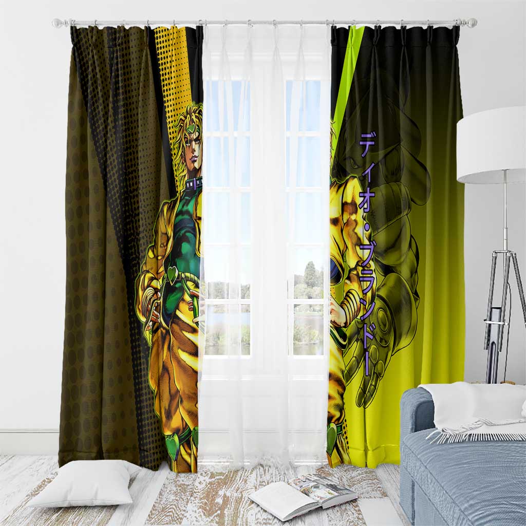 Dio Brando JoJo’s Bizarre Adventure Window Curtain with The World Stand and Comic Graphic - The Mazicc