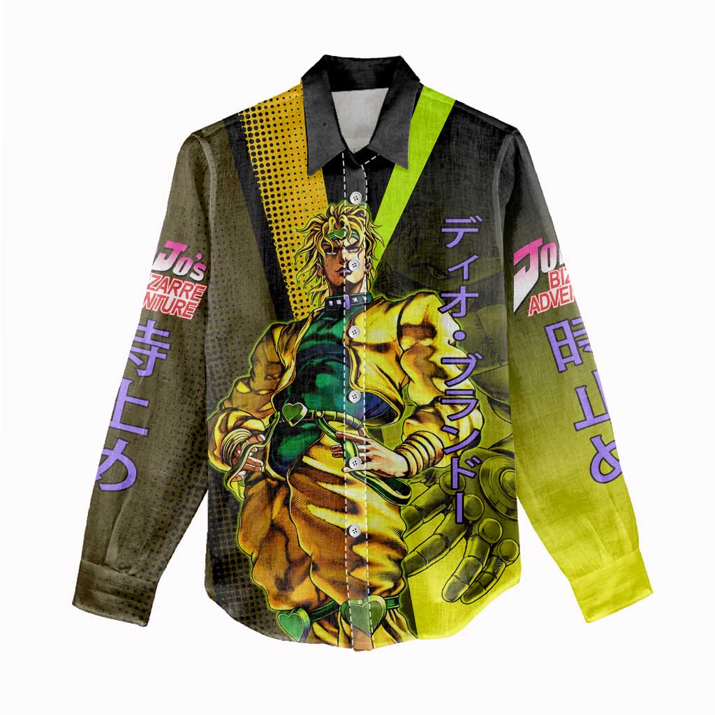 Dio Brando JoJo’s Bizarre Adventure Women Casual Shirt with The World Stand and Comic Graphic - The Mazicc
