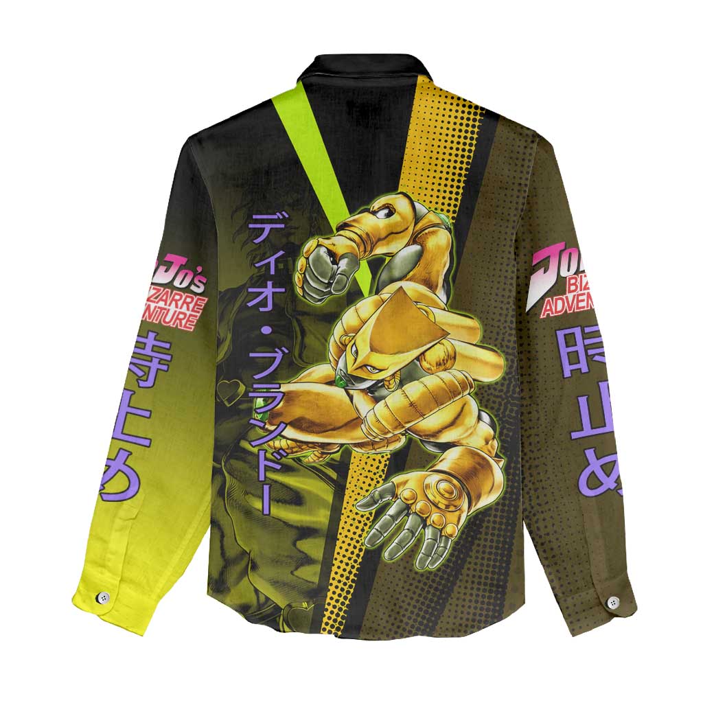 Dio Brando JoJo’s Bizarre Adventure Women Casual Shirt with The World Stand and Comic Graphic - The Mazicc
