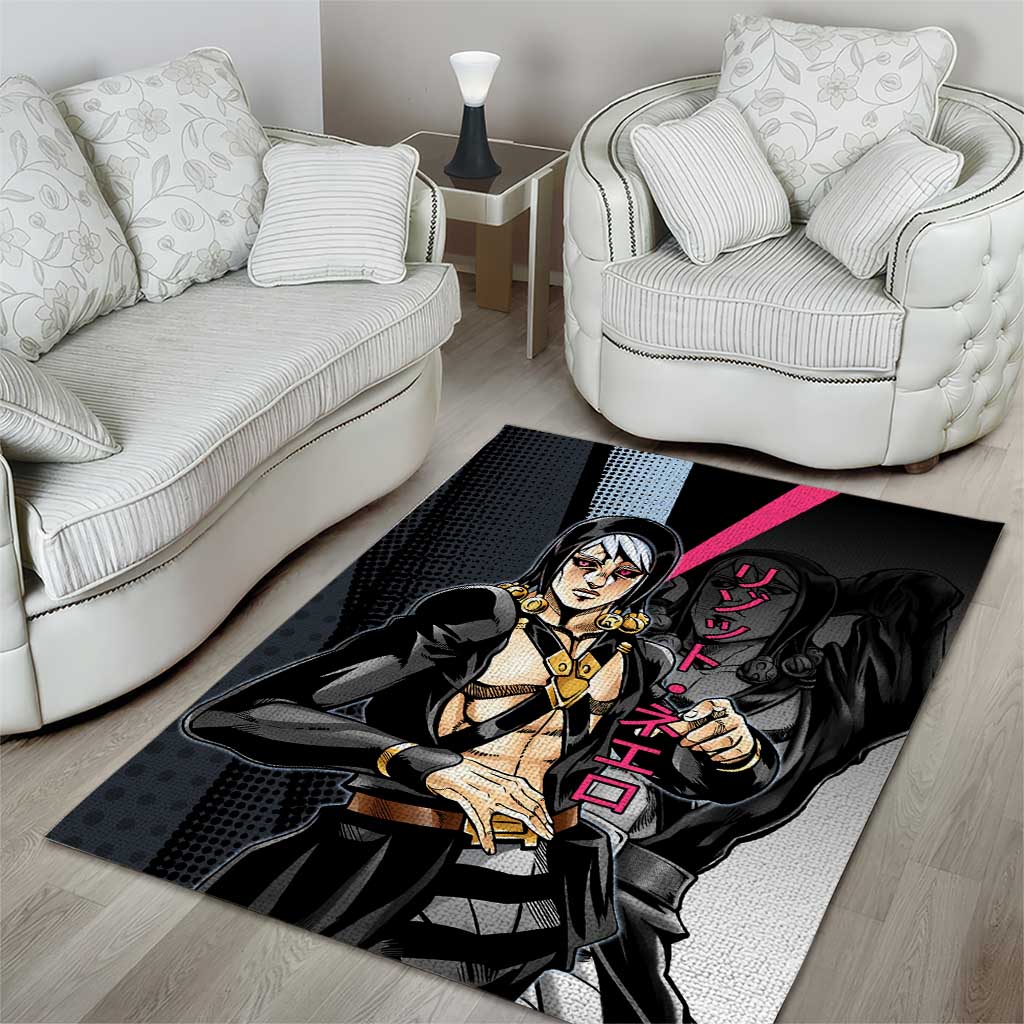 Risotto Nero JoJo’s Bizarre Adventure Area Rug with Dark Manga Style Graphic - The Mazicc