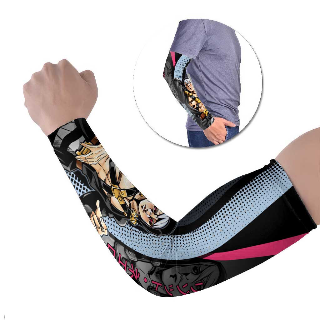 Risotto Nero JoJo’s Bizarre Adventure Arm Sleeves with Dark Manga Style Graphic - The Mazicc