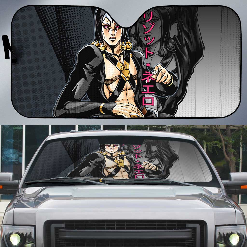 Risotto Nero JoJo’s Bizarre Adventure Auto Sun Shade with Dark Manga Style Graphic - The Mazicc
