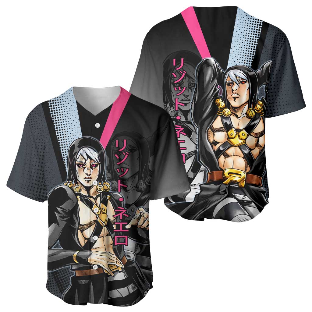 Risotto Nero JoJo’s Bizarre Adventure Baseball Jersey with Dark Manga Style Graphic - The Mazicc