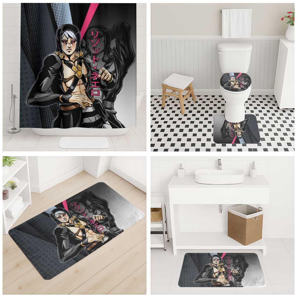 Risotto Nero JoJo’s Bizarre Adventure Bathroom Set with Dark Manga Style Graphic - The Mazicc