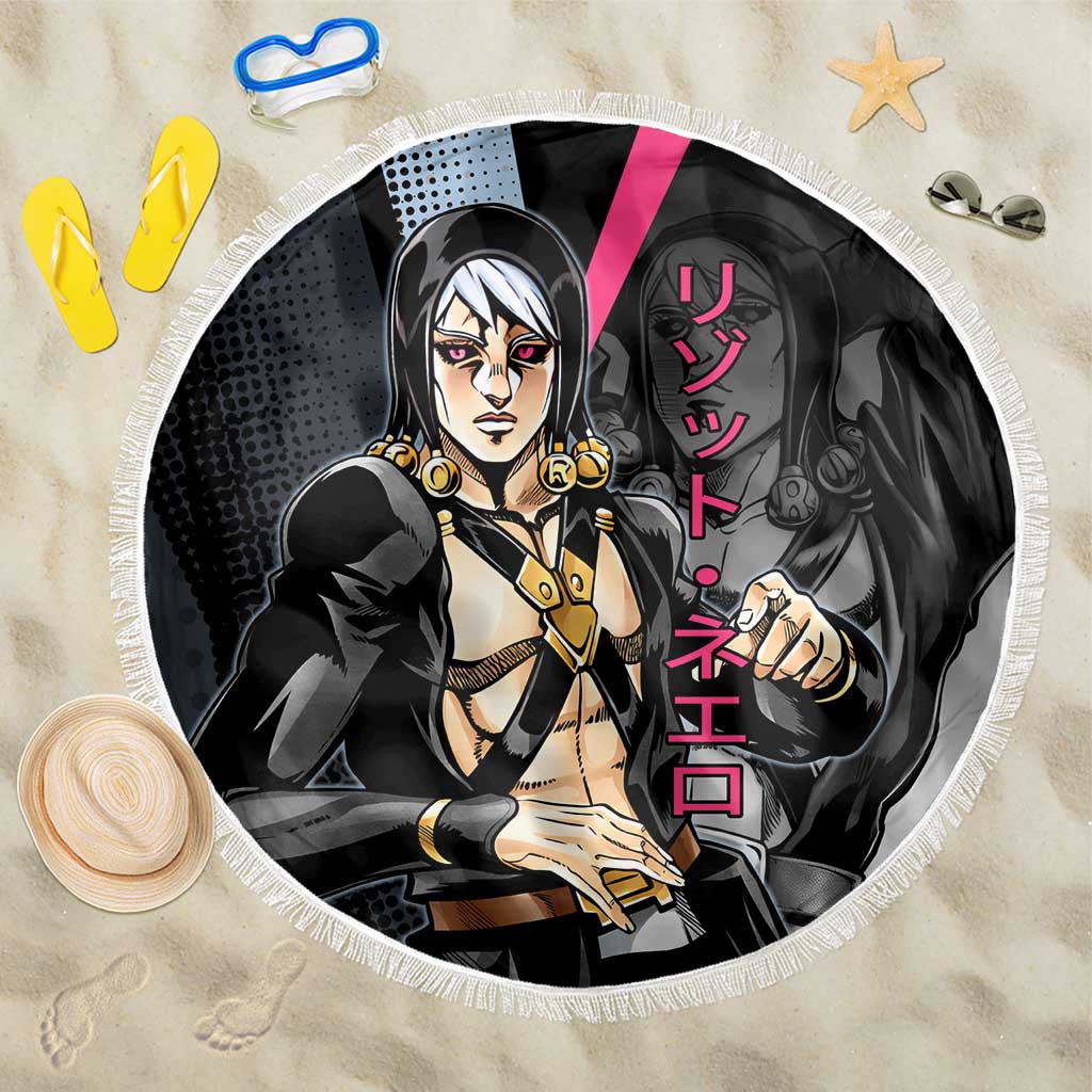 Risotto Nero JoJo’s Bizarre Adventure Beach Blanket with Dark Manga Style Graphic - The Mazicc