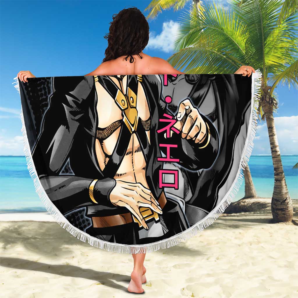 Risotto Nero JoJo’s Bizarre Adventure Beach Blanket with Dark Manga Style Graphic - The Mazicc