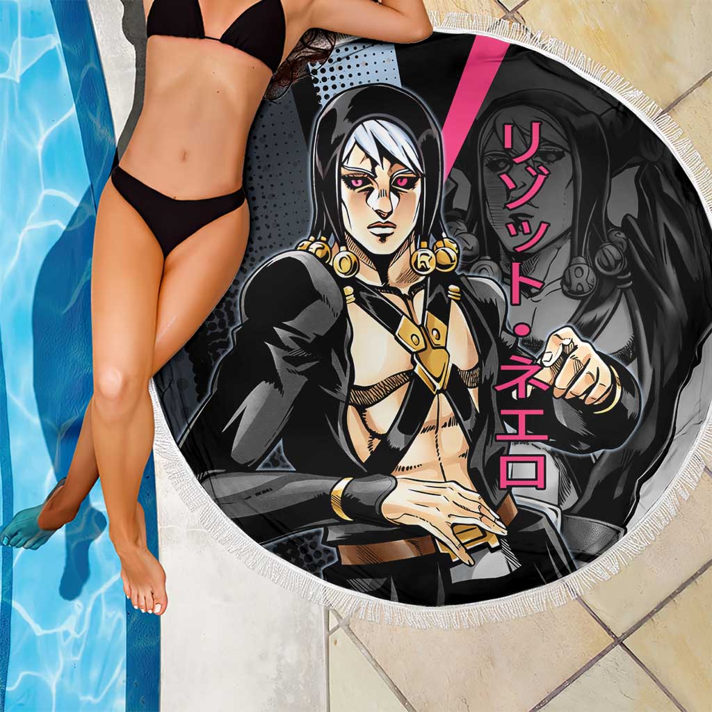 Risotto Nero JoJo’s Bizarre Adventure Beach Blanket with Dark Manga Style Graphic - The Mazicc