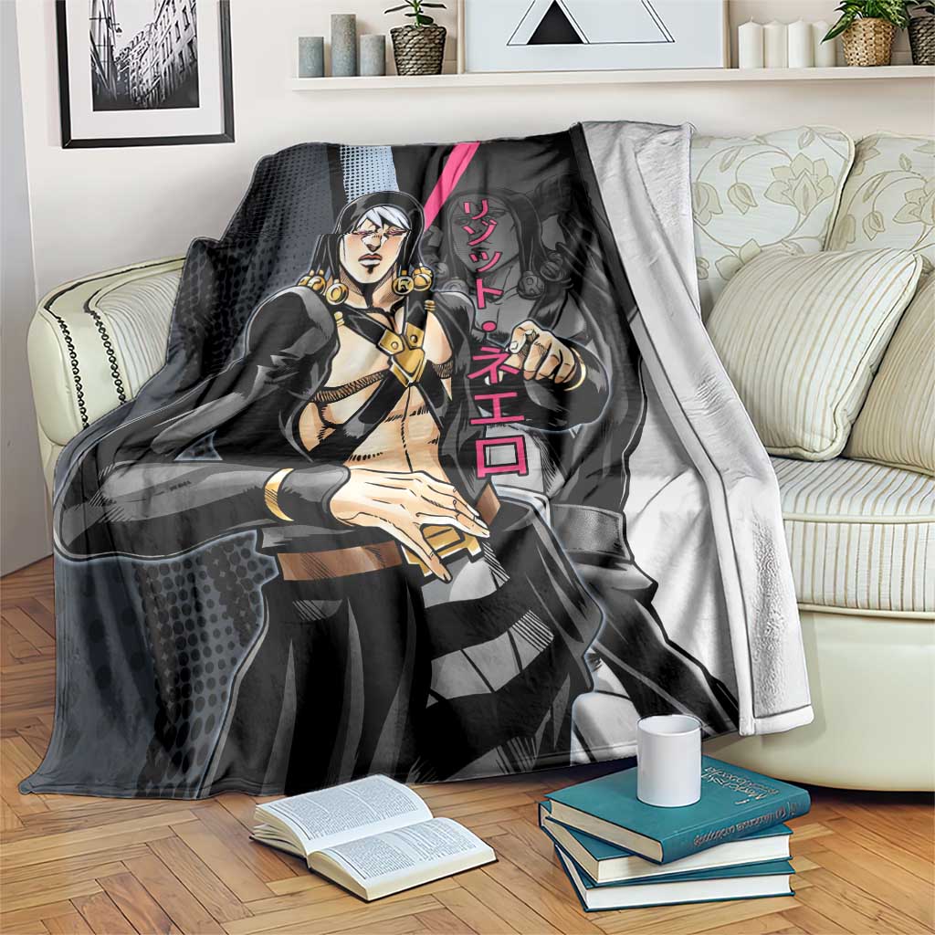 Risotto Nero JoJo’s Bizarre Adventure Blanket with Dark Manga Style Graphic - The Mazicc