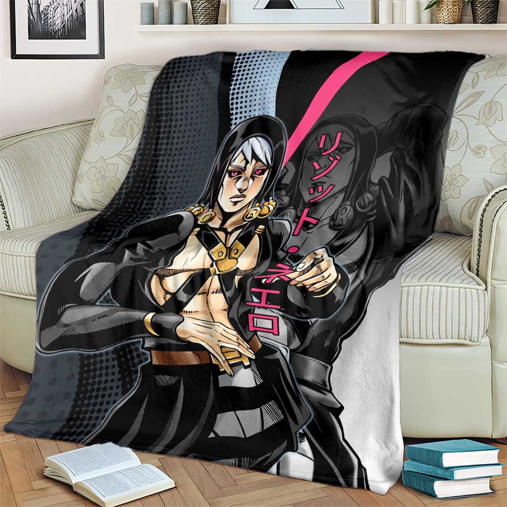 Risotto Nero JoJo’s Bizarre Adventure Blanket with Dark Manga Style Graphic - The Mazicc