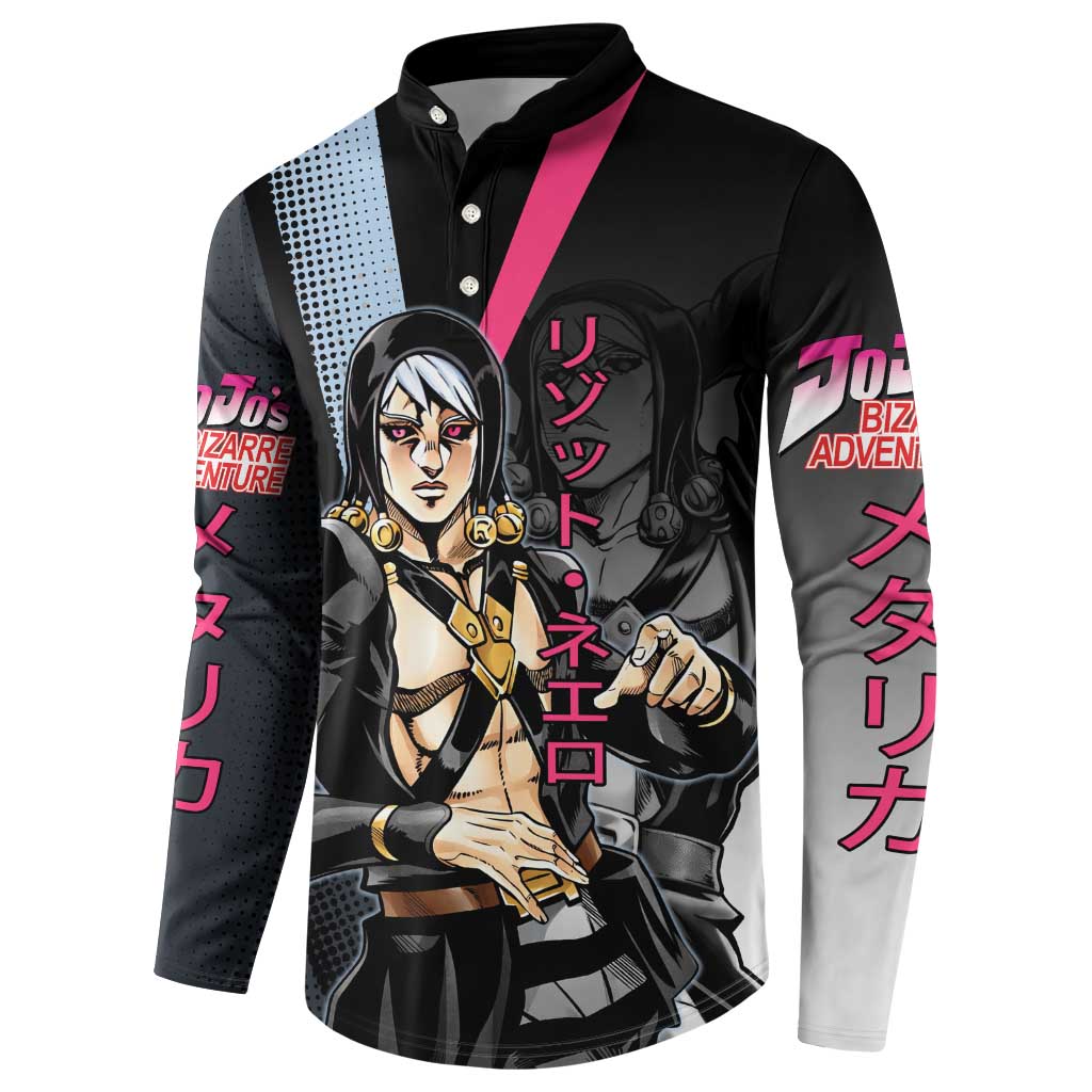 Risotto Nero JoJo’s Bizarre Adventure Button Sweatshirt with Dark Manga Style Graphic - The Mazicc