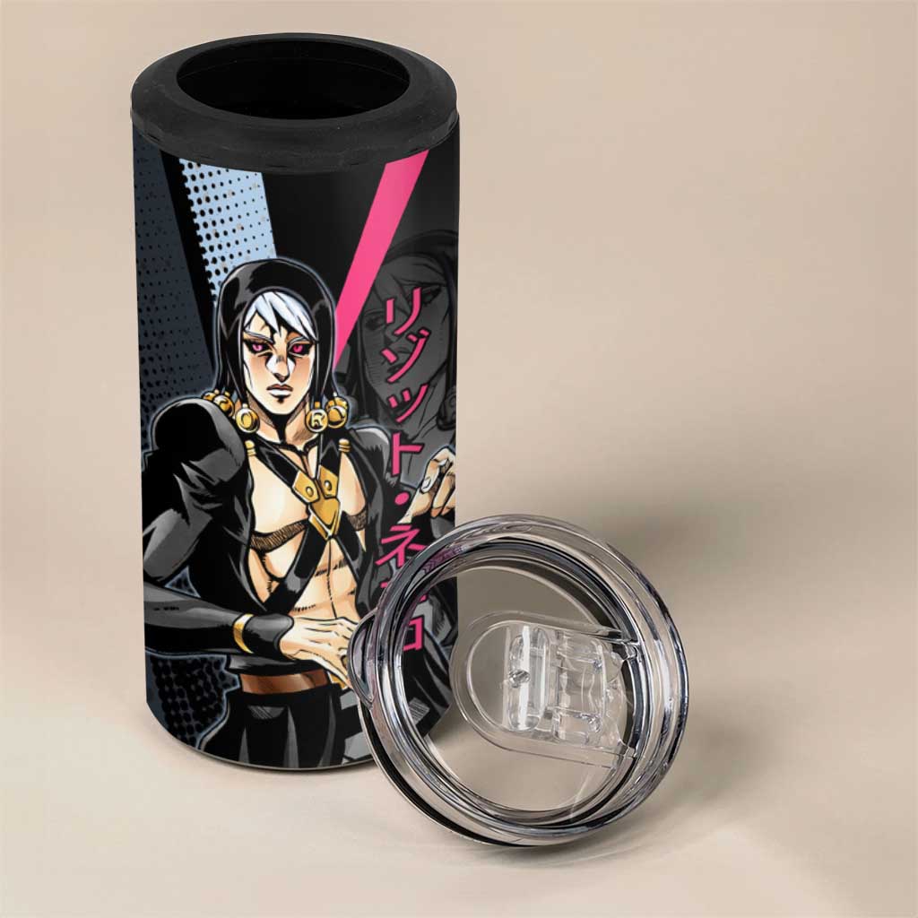 Risotto Nero JoJo’s Bizarre Adventure 4 in 1 Can Cooler Tumbler with Dark Manga Style Graphic - The Mazicc