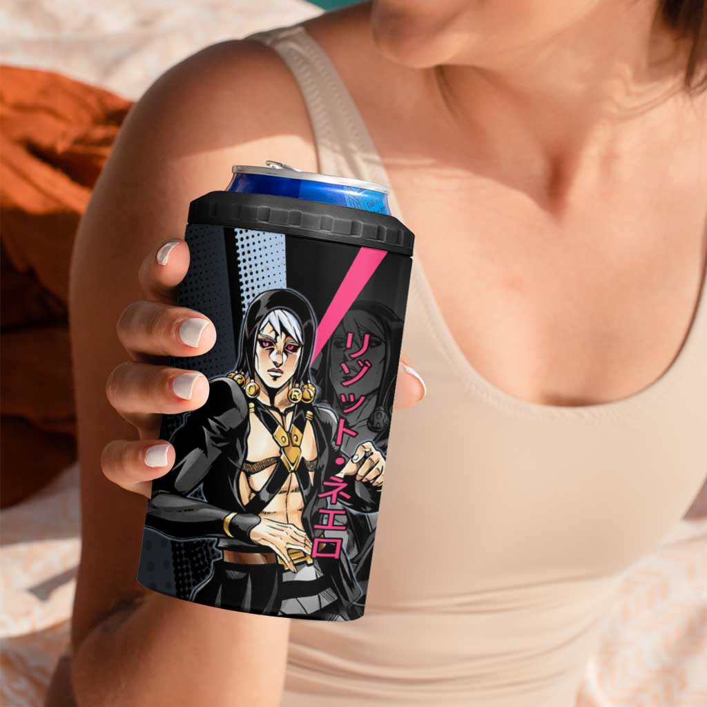 Risotto Nero JoJo’s Bizarre Adventure 4 in 1 Can Cooler Tumbler with Dark Manga Style Graphic - The Mazicc