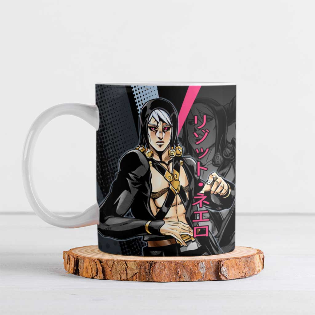 Risotto Nero JoJo’s Bizarre Adventure Ceramic Mug with Dark Manga Style Graphic - The Mazicc