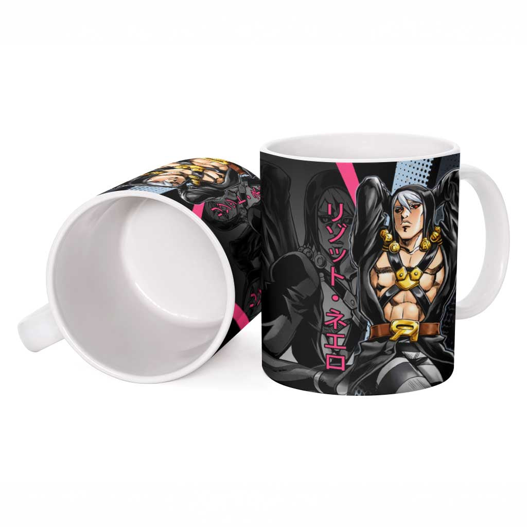 Risotto Nero JoJo’s Bizarre Adventure Ceramic Mug with Dark Manga Style Graphic - The Mazicc