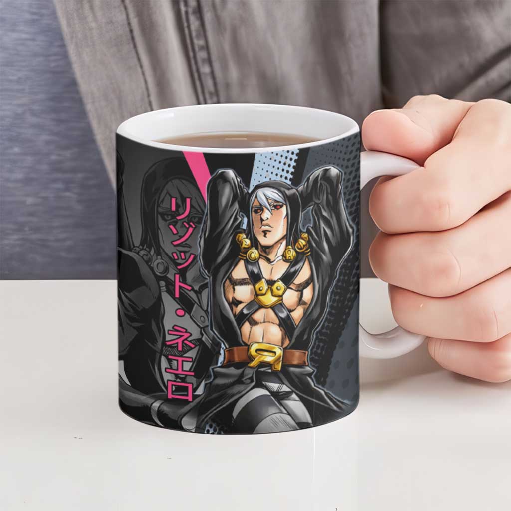 Risotto Nero JoJo’s Bizarre Adventure Ceramic Mug with Dark Manga Style Graphic - The Mazicc