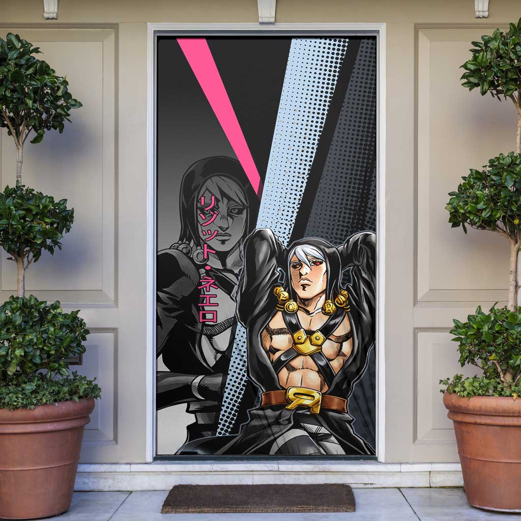 Risotto Nero JoJo’s Bizarre Adventure Door Cover with Dark Manga Style Graphic - The Mazicc
