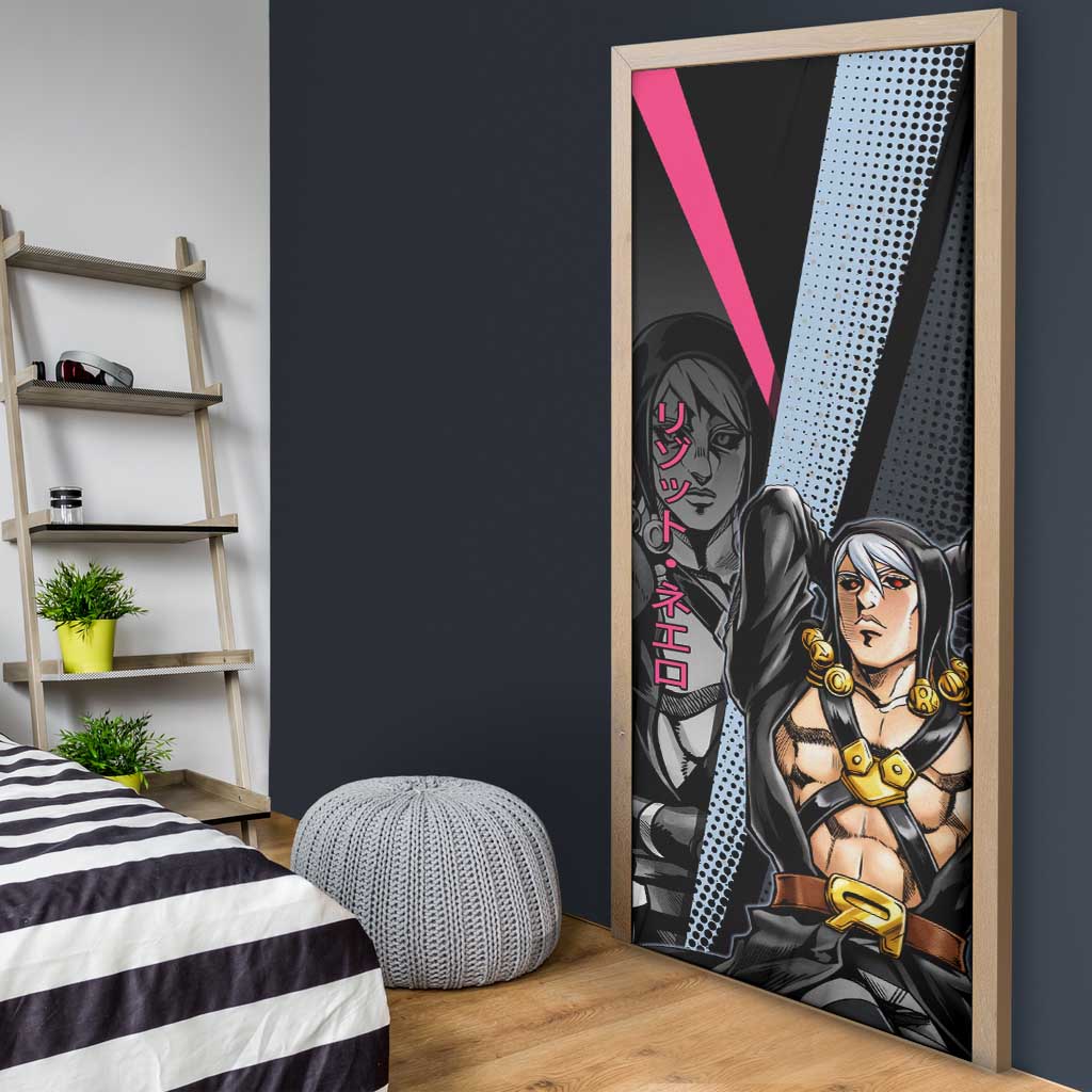 Risotto Nero JoJo’s Bizarre Adventure Door Cover with Dark Manga Style Graphic - The Mazicc