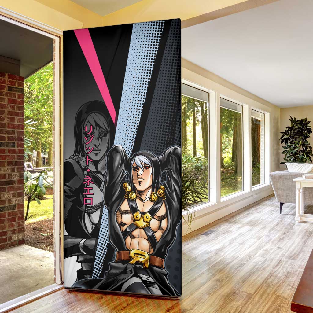 Risotto Nero JoJo’s Bizarre Adventure Door Cover with Dark Manga Style Graphic - The Mazicc