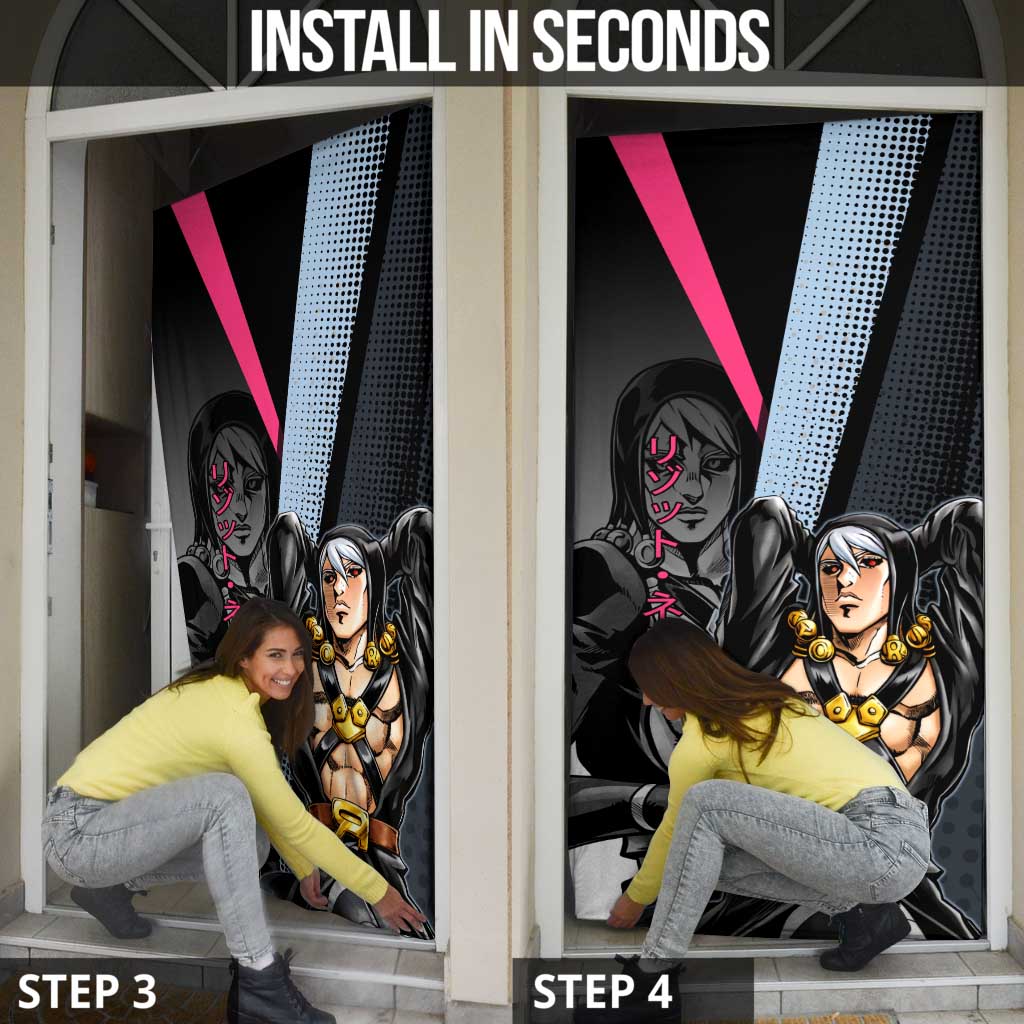 Risotto Nero JoJo’s Bizarre Adventure Door Cover with Dark Manga Style Graphic - The Mazicc