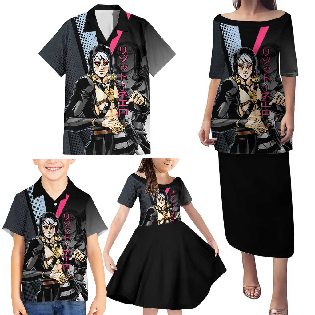 Risotto Nero JoJo’s Bizarre Adventure Family Matching Puletasi and Hawaiian Shirt with Dark Manga Style Graphic