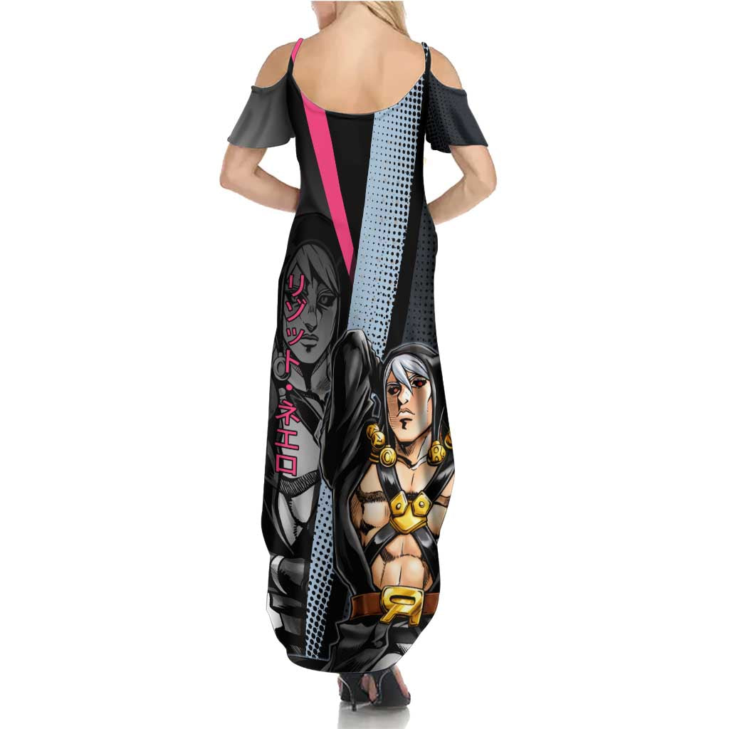 Risotto Nero JoJo’s Bizarre Adventure Family Matching Summer Maxi Dress and Hawaiian Shirt with Dark Manga Style Graphic