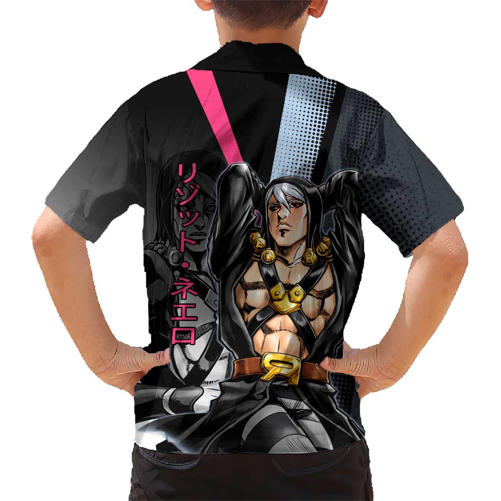 Risotto Nero JoJo’s Bizarre Adventure Family Matching Tank Maxi Dress and Hawaiian Shirt with Dark Manga Style Graphic