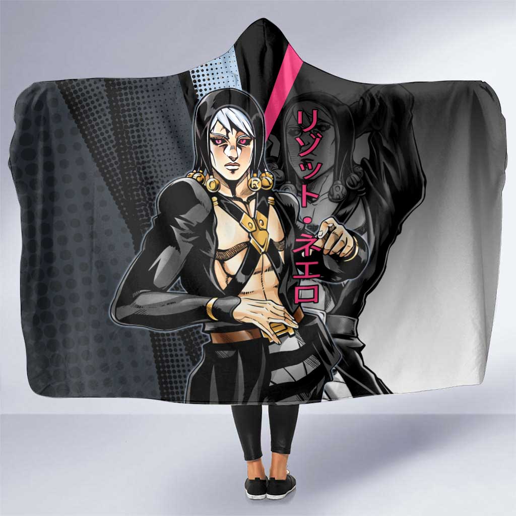 Risotto Nero JoJo’s Bizarre Adventure Hooded Blanket with Dark Manga Style Graphic - The Mazicc
